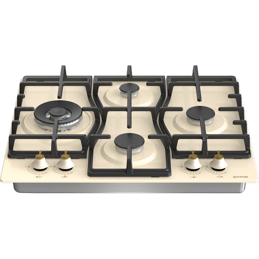 Plita incorporabila GORENJE GW6D42CLI, Gaz, 4 arzatoare, Wok, crem