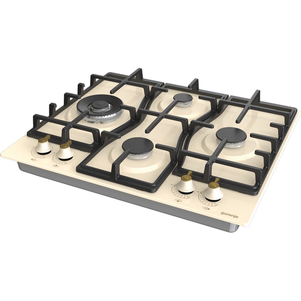 Plita incorporabila GORENJE GW6D42CLI, Gaz, 4 arzatoare, Wok, crem