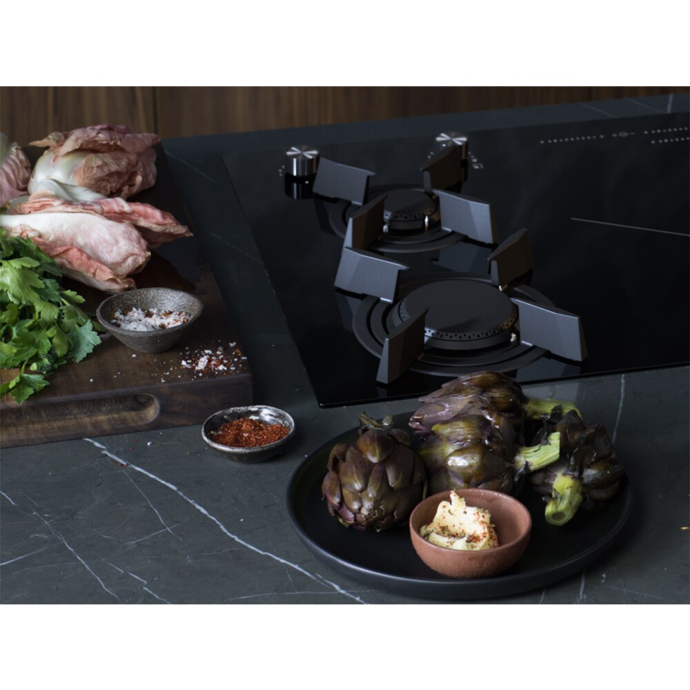 Plita incorporabila AEG HDB95623NB, Gaz + Inductie, 5 arzatoare, negru