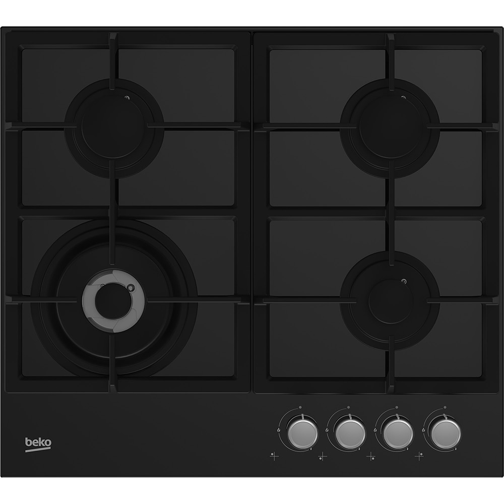 Plita incorporabila BEKO HILW64225S, Gaz, 4 arzatoare, Wok, negru