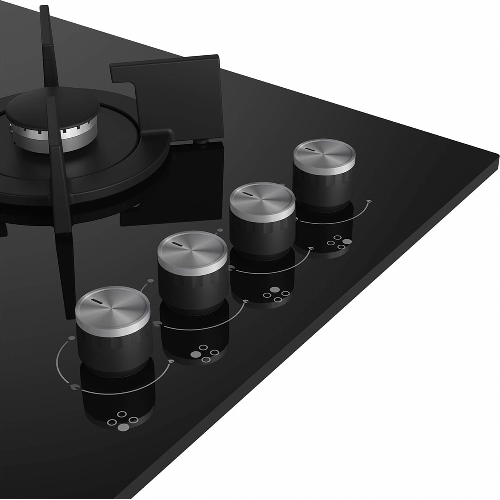 Plita incorporabila BEKO HINW64229S, Gaz, 4 arzatoare, Wok, negru