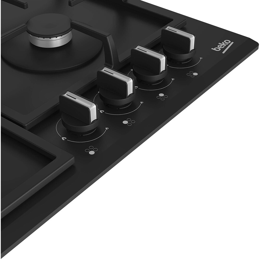 Plita incorporabila BEKO HIYG64225SBO, Gaz, 4 arzatoare, Wok, negru