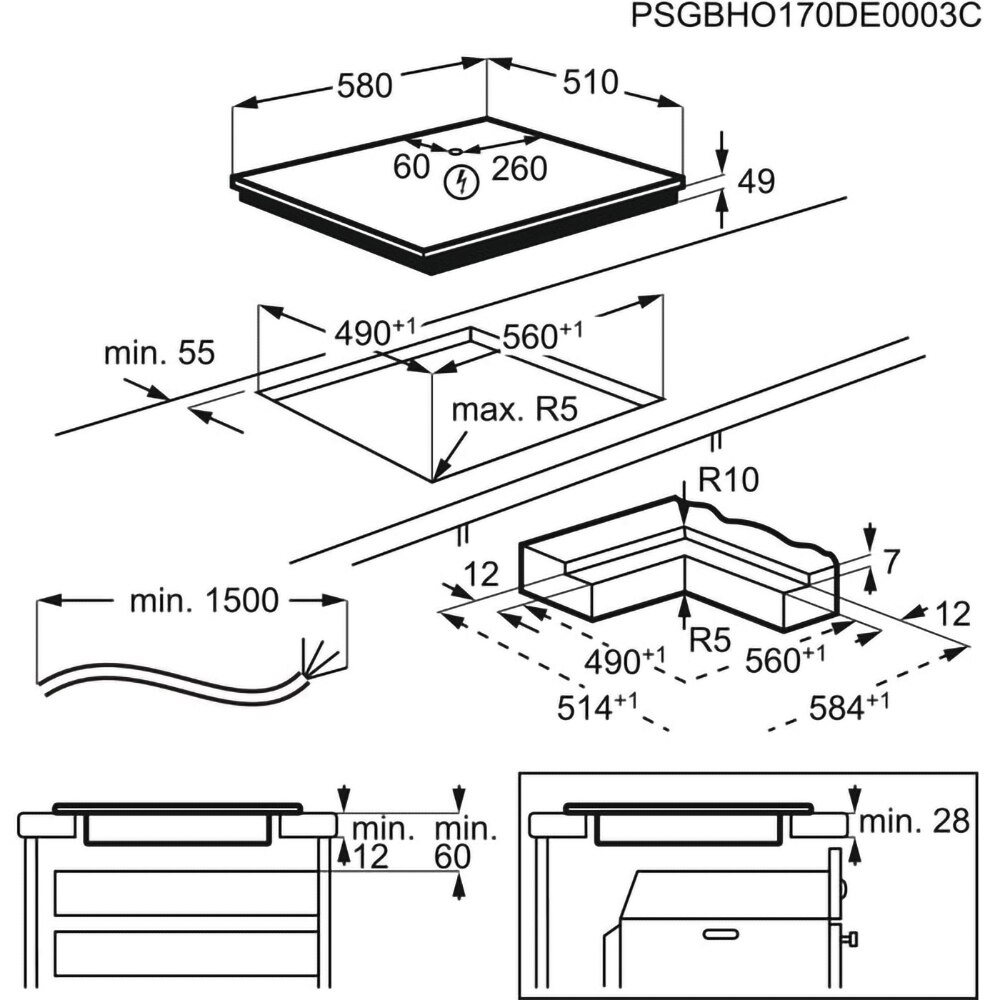Plita incorporabila AEG IKB64413IB, Inductie, 4 arzatoare, Touch Control, negru