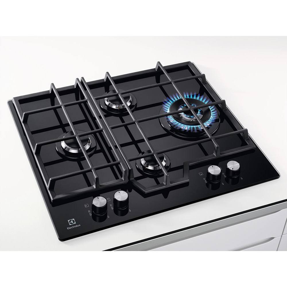 Plita incorporabila ELECTROLUX KGG6456K, Gaz, 4 arzatoare, Wok, negru
