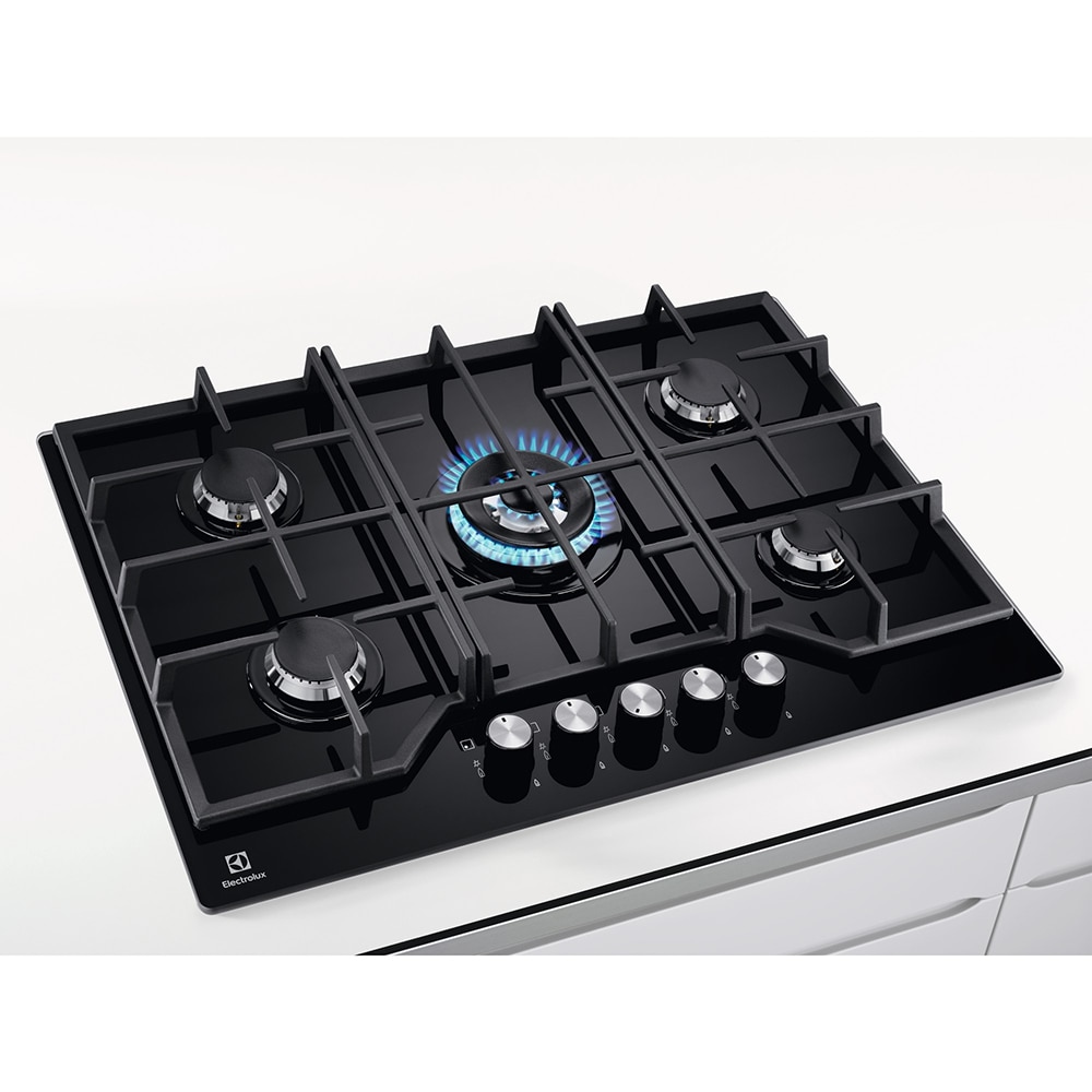 Plita incorporabila ELECTROLUX KGG75362K, Gaz, 5 arzatoare, Wok, negru