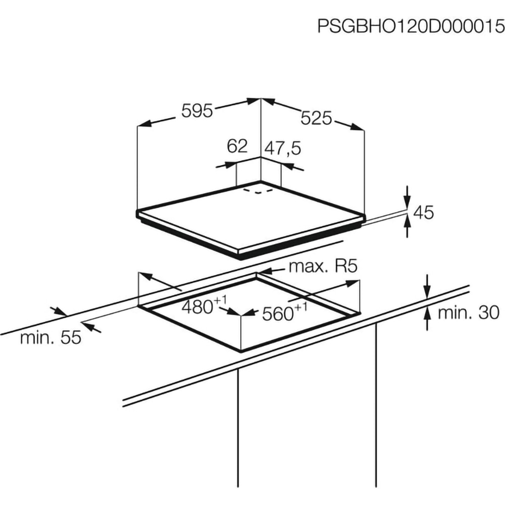 Plita incorporabila ELECTROLUX KGU643723Z, Gaz, 4 arzatoare, Wok, inox