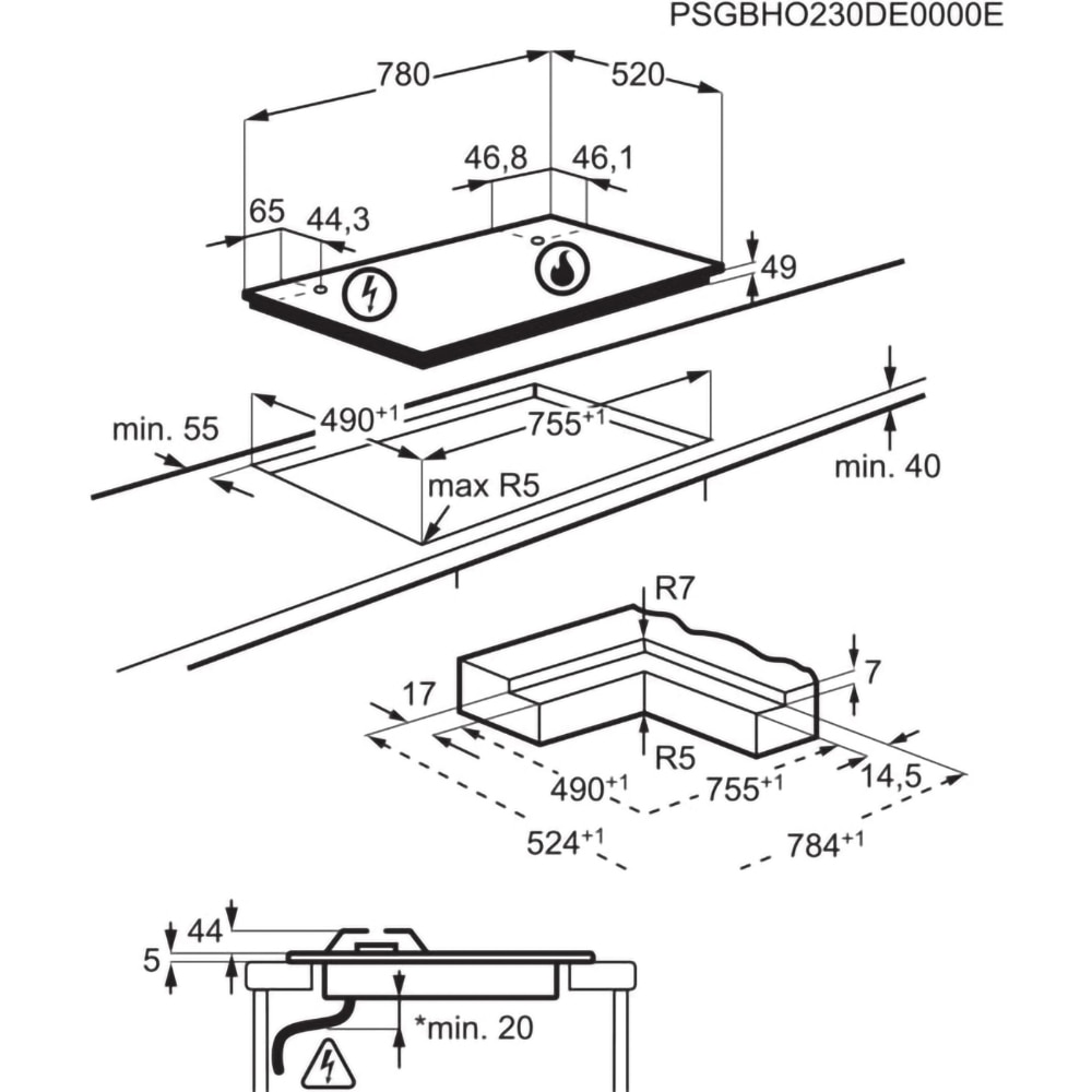 Plita incorporabila ELECTROLUX KGV8473IK, Gaz, 4 arzatoare, negru