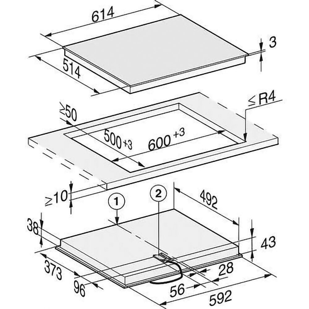 Plita incorporabila MIELE KM 6512 FR, Electrica, 4 arzatoare, Touch Control, negru