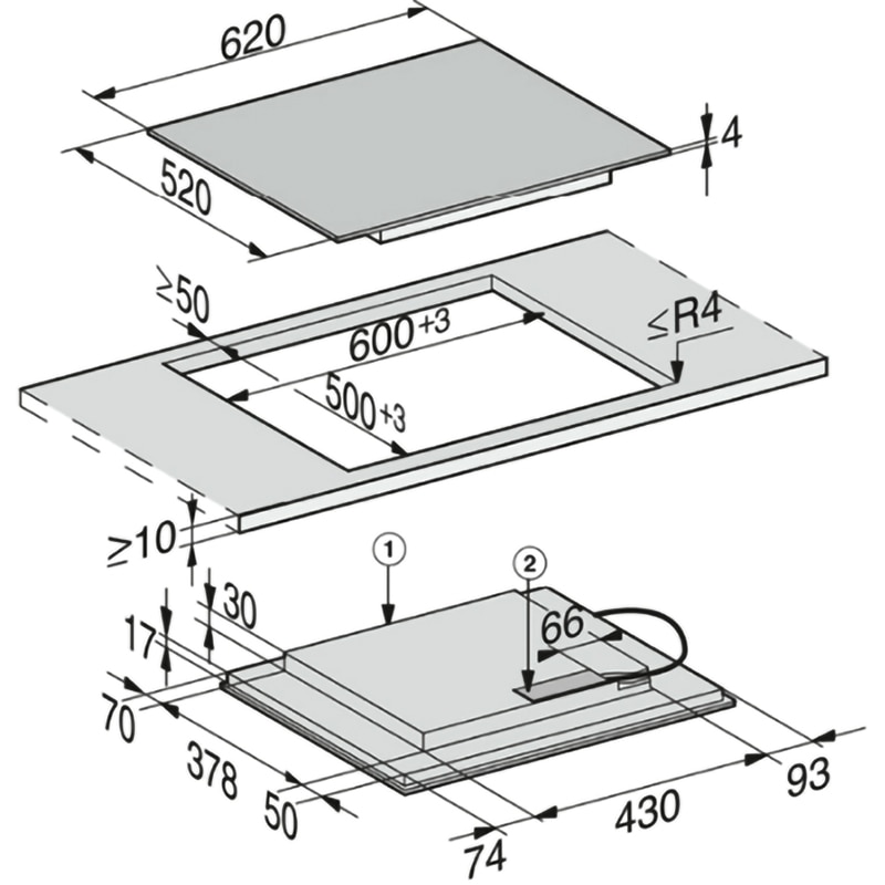 Plita incorporabila MIELE KM 7564 FL, Inductie, 4 arzatoare, Touch Control, negru