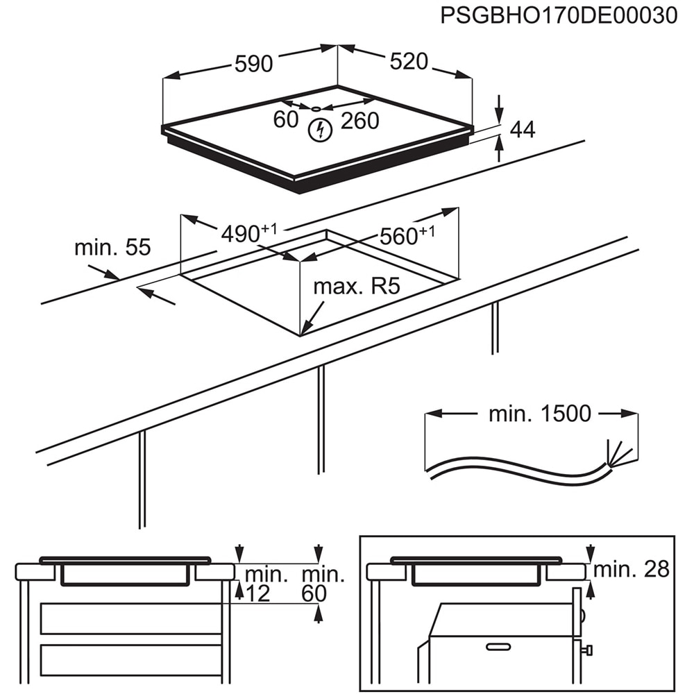 Plita incorporabila ELECTROLUX LIR60433B, Inductie, 4 arzatoare, Touch Control, negru