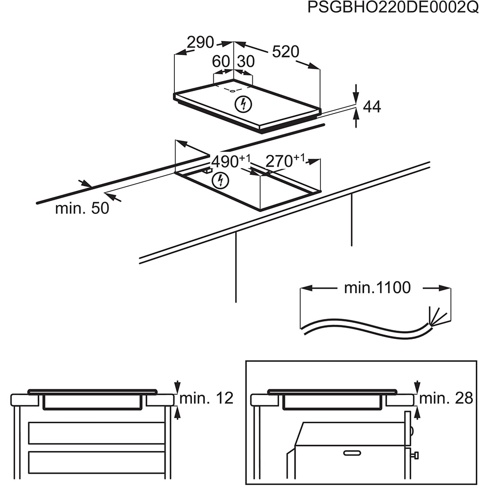 Plita incorporabila ELECTROLUX Domino LIT30230C, Inductie, 2 arzatoare, Touch Control, negru