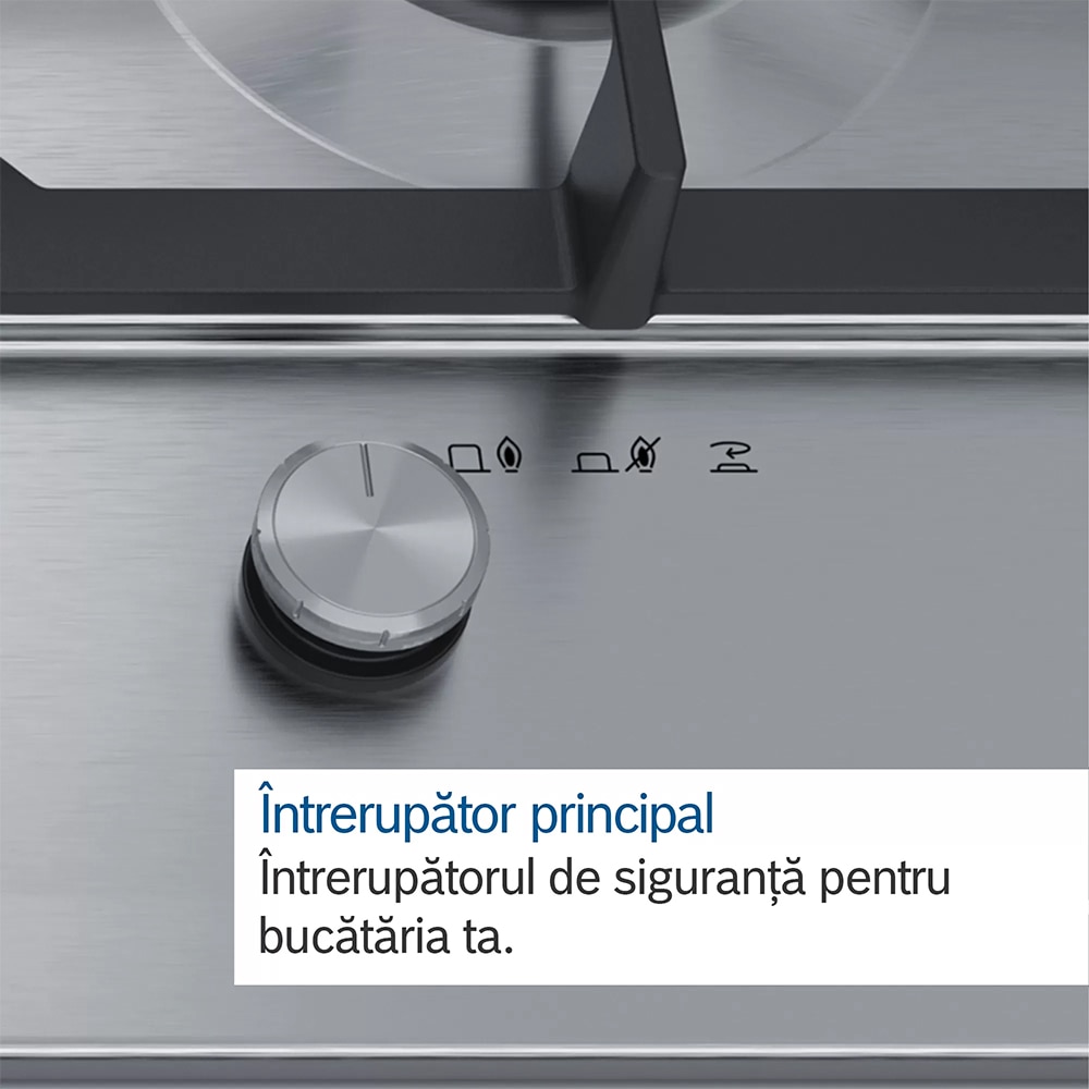 Plita incorporabila BOSCH PPP6A6M90, Gaz, 4 arzatoare, negru