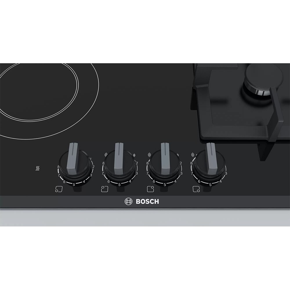 Plita incorporabila BOSCH PSY6A6B20, Gaz + Electric, 4 arzatoare, negru