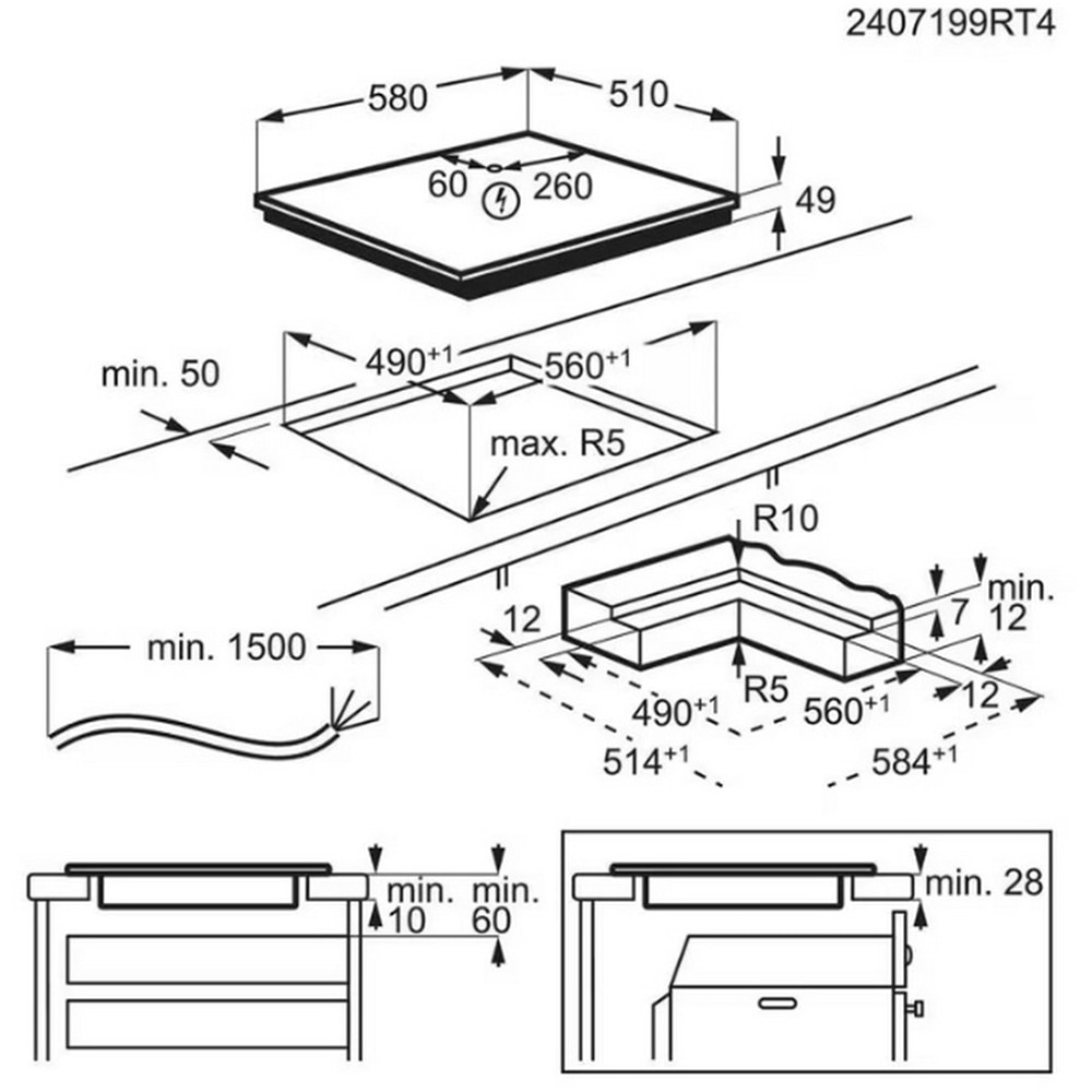 Plita incorporabila AEG TI64IB10IZ, Inductie, 4 arzatoare, Touch Control, negru