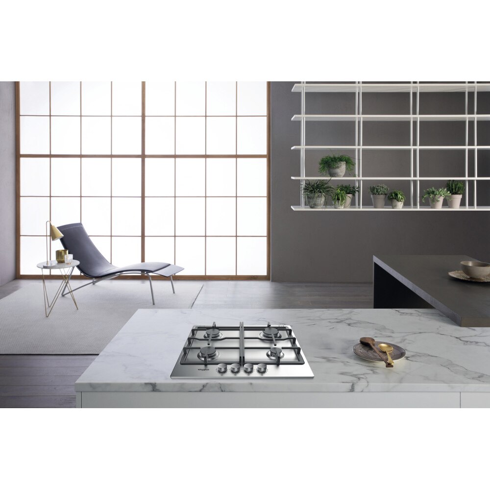 Plita incorporabila WHIRLPOOL TKRL 660 IX, Gaz, 4 arzatoare, inox