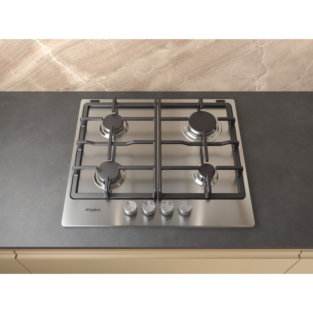 Plita incorporabila WHIRLPOOL TKRL 660 IX, Gaz, 4 arzatoare, inox