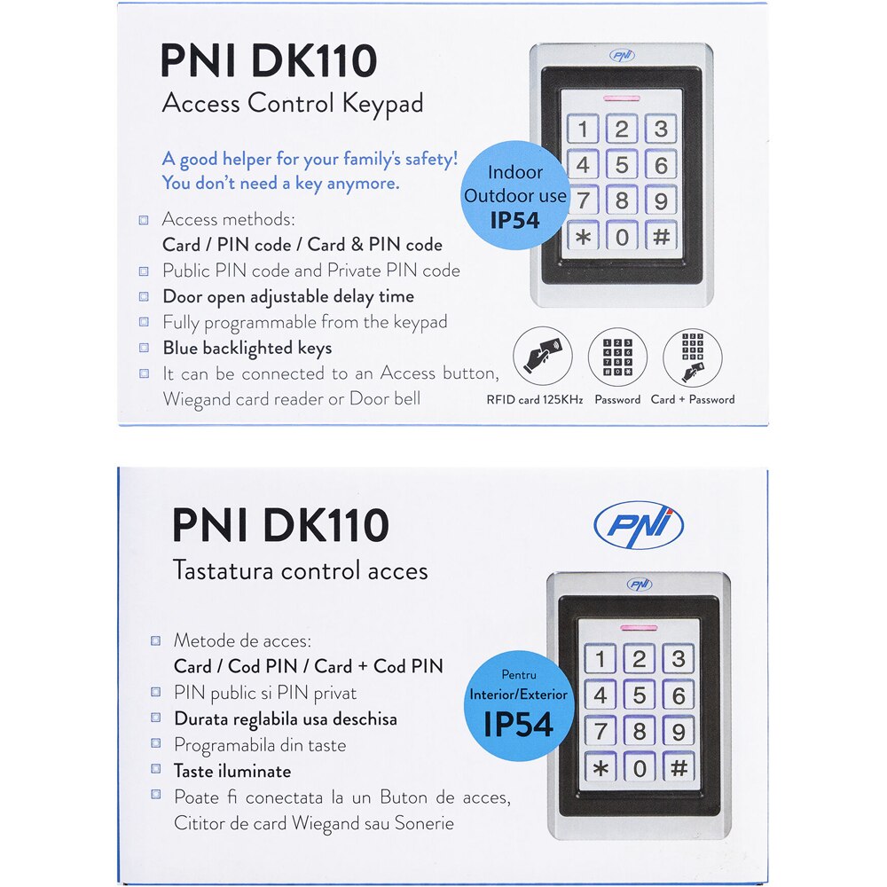 Tastatura control acces PNI DK110 stand alone, exterior si interior, IP54