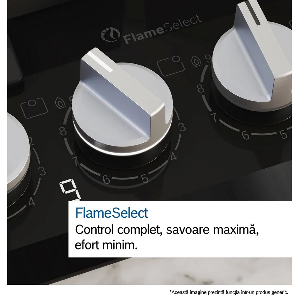 Plita incorporabila BOSCH PPM9A6I40, Gaz, 5 arzatoare, Wok, negru