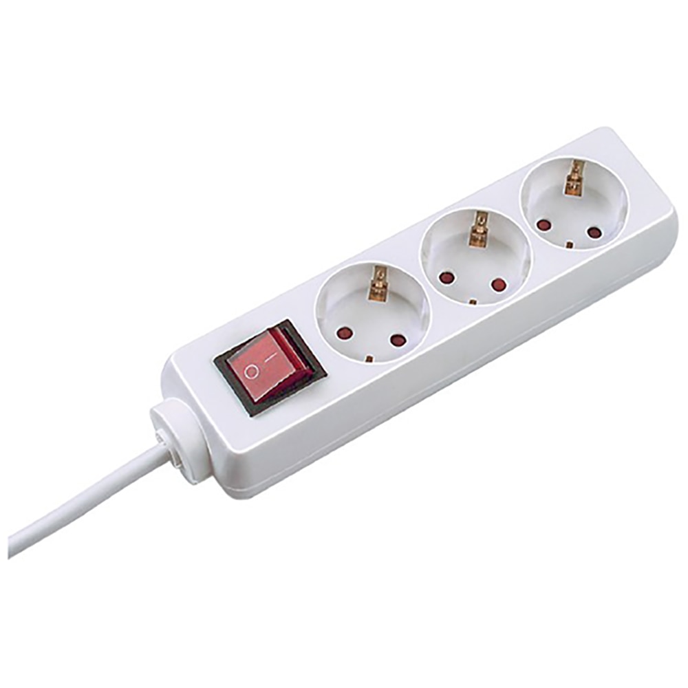 Prelungitor BACHMANN Selly 3842045, 3 prize Schuko, 5m, H05VV-F 3G1mm, intrerupator, alb