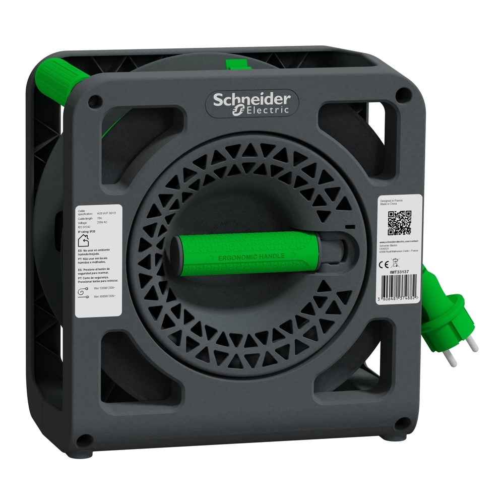 Prelungitor cu tambur SCHNEIDER H05VVF, 1.5mm, 4 prize, 15m