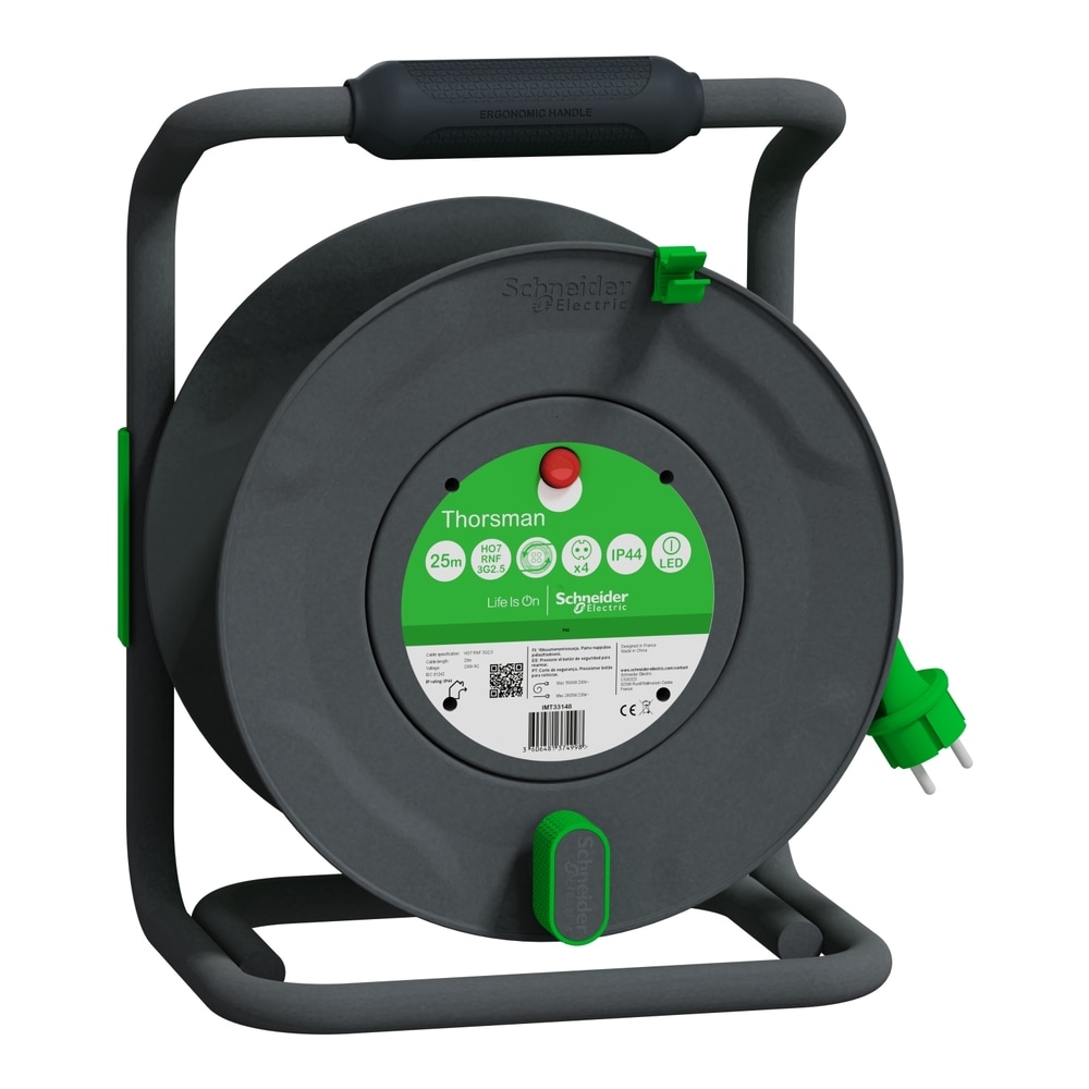 Prelungitor cu tambur SCHNEIDER H07RNF, 2.5mm, 4 prize, 25m