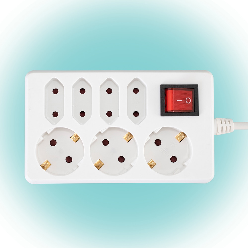 Prelungitor cu protectie HOME NV 17, 7 prize, 1.5m, Alb