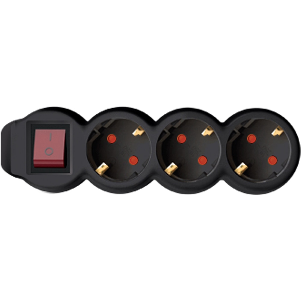 Prelungitor cu protectie HOME NV 3K, 3 prize, 1.5m, Negru