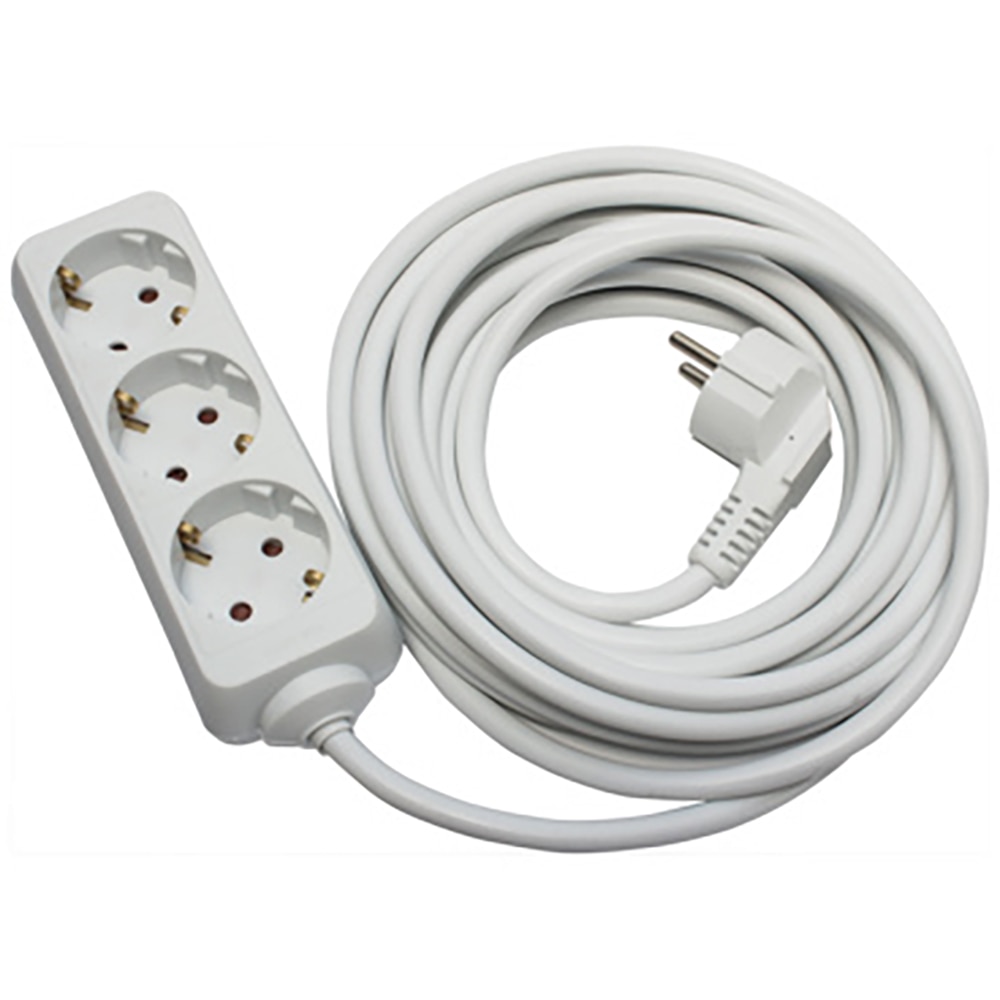 Prelungitor STROHM 5948833066495, 3 prize Shucko, 5m, alb