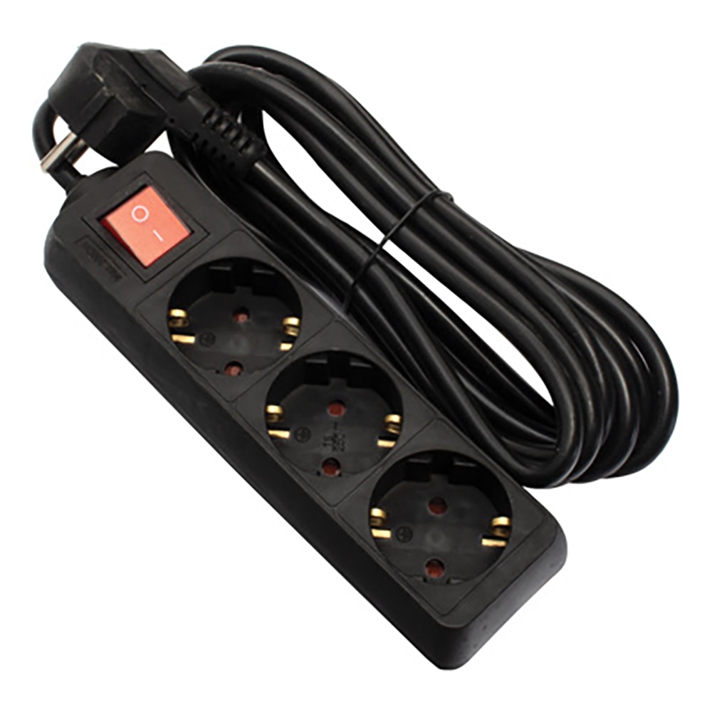 Prelungitor STROHM 5948833066471, 3 prize Shucko, 1.5m, negru