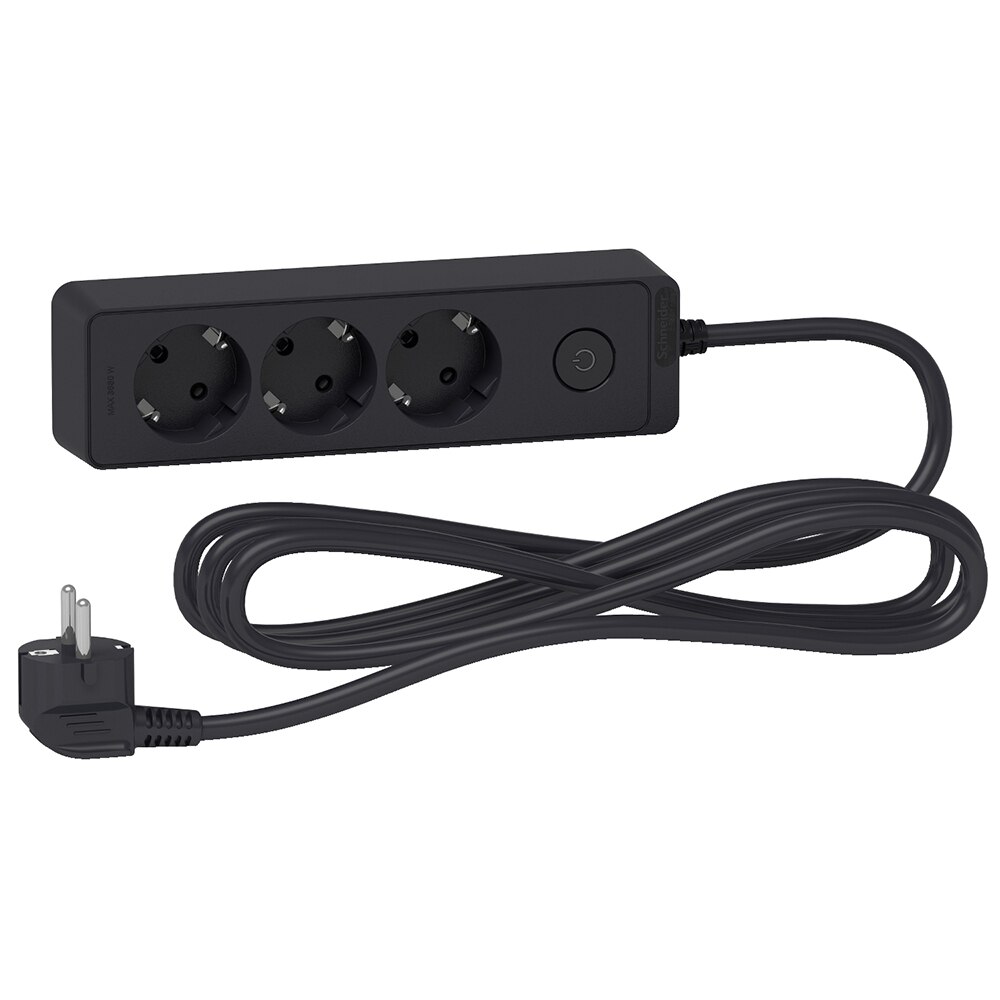 Prelungitor SCHNEIDER Unica SCH-ST9433B, 3 prize Shucko, intrerupator, 3m, antracit