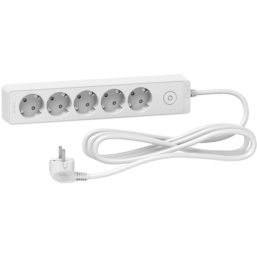 Prelungitor SCHNEIDER Unica ST9453W, 5 prize Schuko, 3m, intrerupator, alb