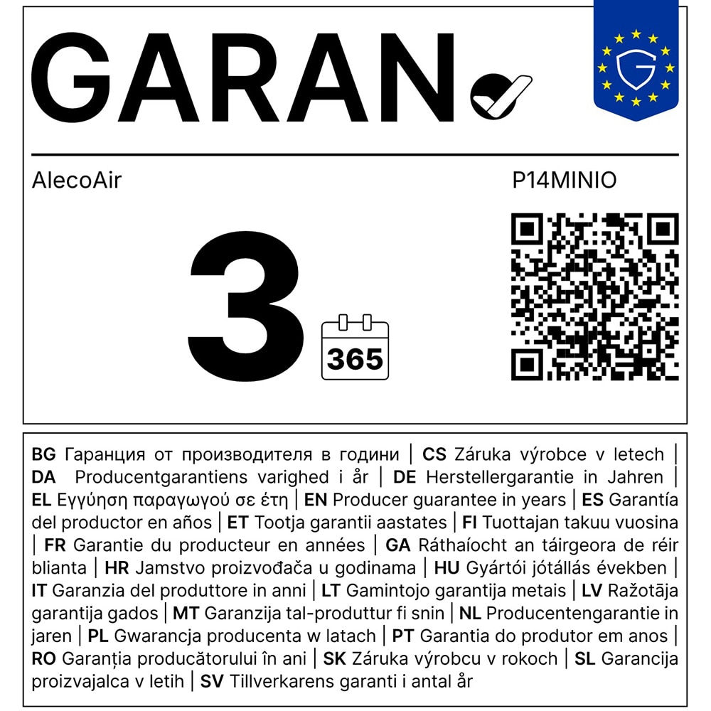 Purificator aer ALECOAIR P14MINIO, 4 trepte viteza, HEPA, alb