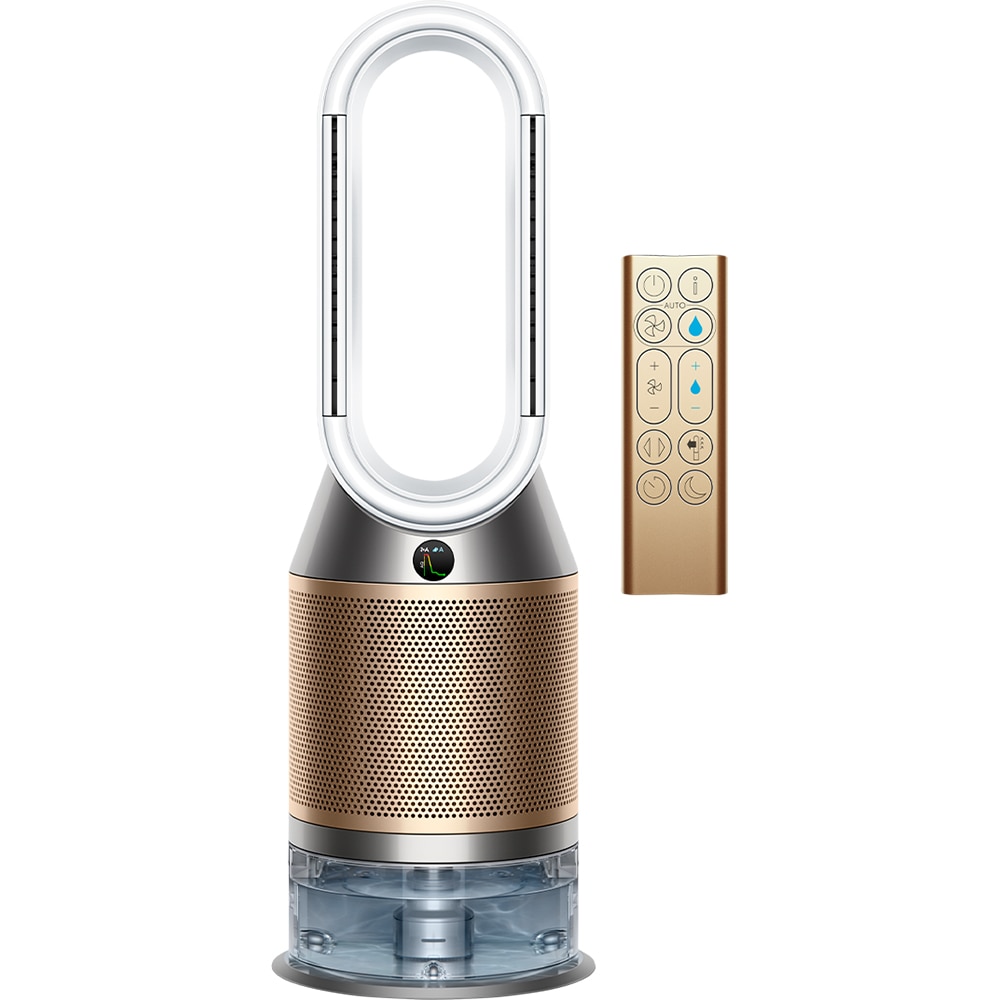 Purificator aer DYSON Pure Humidify Formaldehida PH04, 10 trepte viteza, Wi-Fi, Bluetooth, Hepa, Umidificare, Telecomanda, alb-auriu