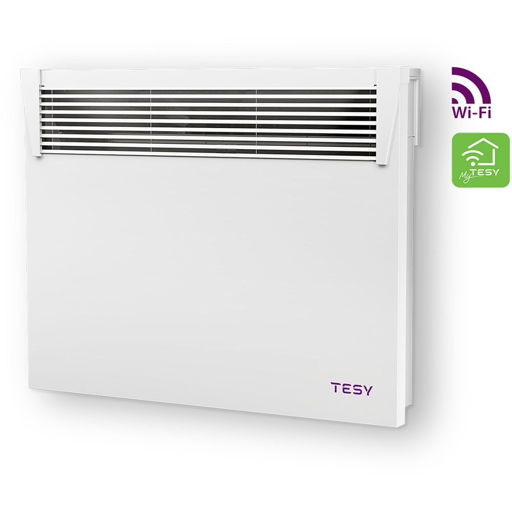 Convector electric de perete TESY HeatEco CN 031 100 EI CLOUD W, 1000W, Wi-Fi, Termostat reglabil, alb