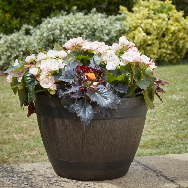 Ghiveci din plastic, natur, forma rotunda, 52 cm diametru • Blooma