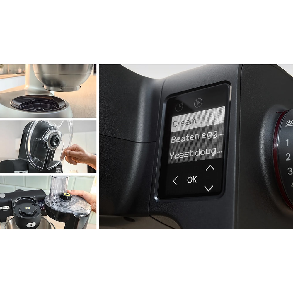 Robot de bucatarie BOSCH Seria 6 MUMS6ZS00, vas 5.5l, 1600W, 7 trepte viteza, negru-argintiu