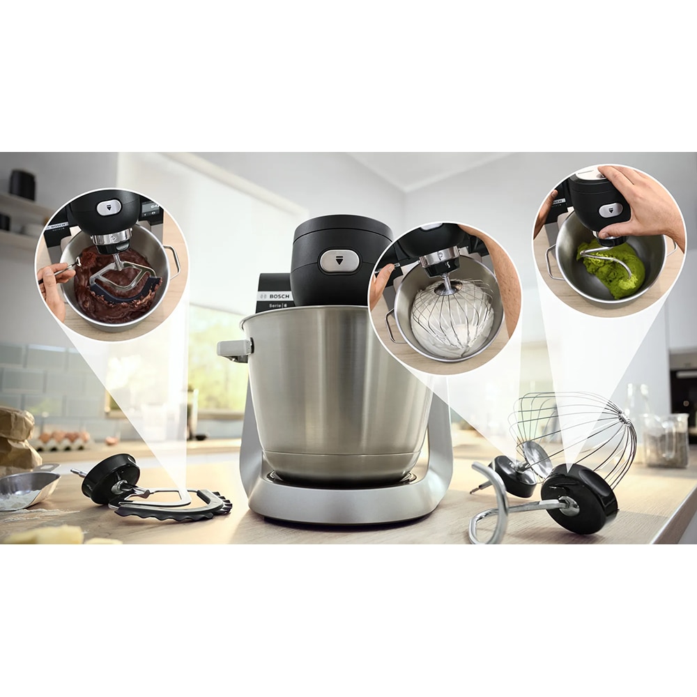 Robot de bucatarie BOSCH Seria 6 MUMS6ZS00, vas 5.5l, 1600W, 7 trepte viteza, negru-argintiu