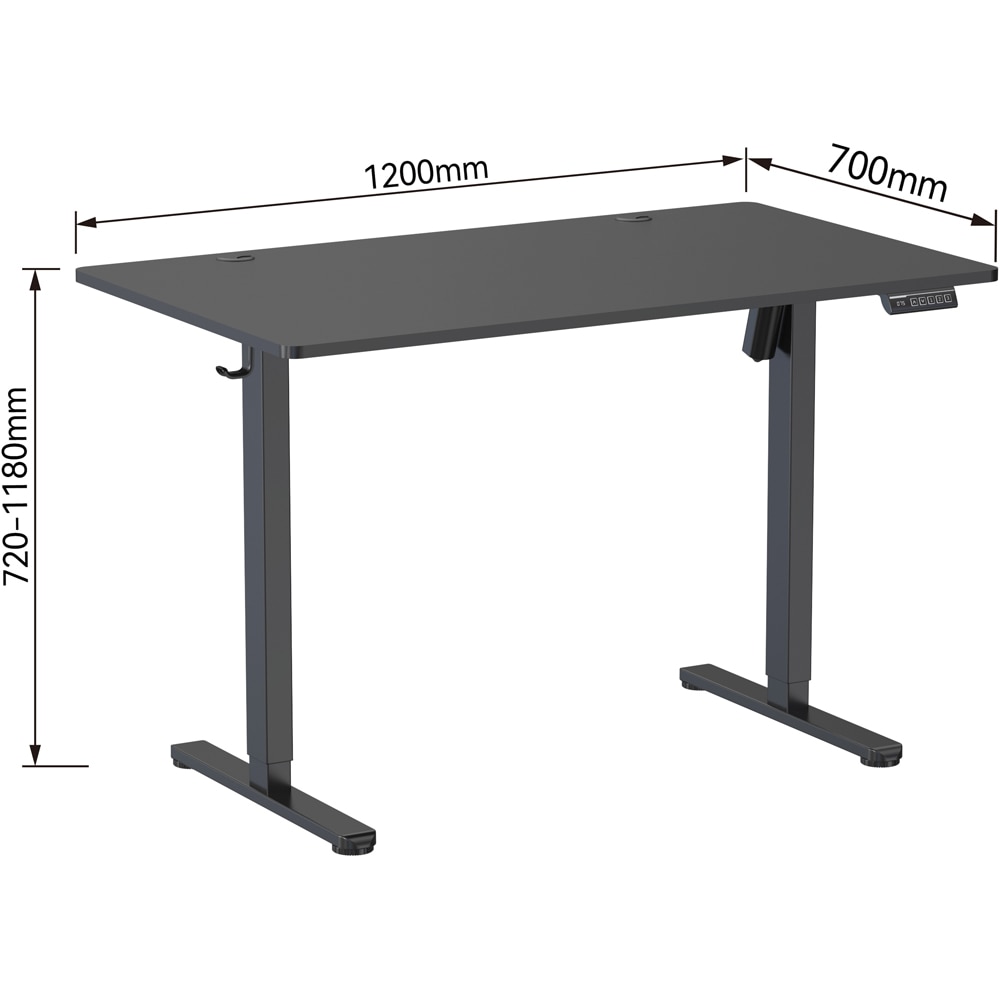 Birou Cinemount, PAL, 120 x 70 x 78-118 cm, negru
