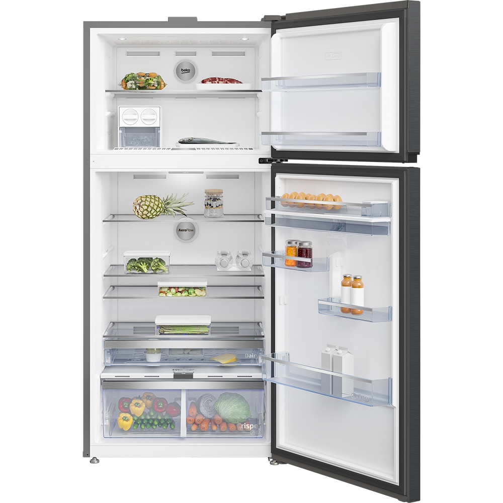 Frigider cu doua usi BEKO RDNE650E40DZXBRN1, No Frost, 630 l, H 187 cm, Clasa E, Dozator apa, dark inox