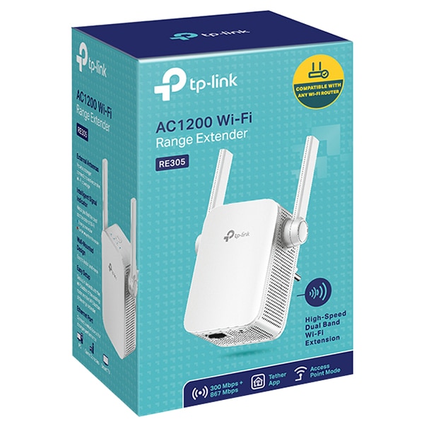 Wireless Range Extender TP-LINK RE305 AC1200, Dual Band 300 + 867 Mbps, alb