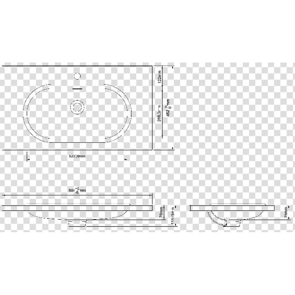 Lavoar incorporabil GoodHome Cavally, rasina, 80 x 45 cm, negru