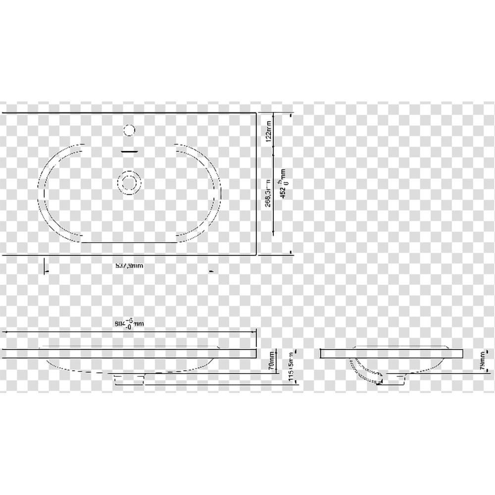 Lavoar incorporabil GoodHome Cavally, rasina, 80 x 45 cm, alb