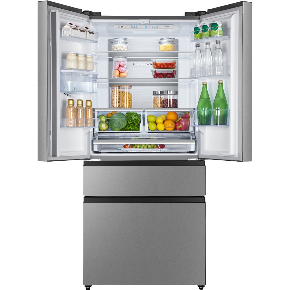 Side by Side HISENSE RF540N4WIE, Total No Frost, 480 l, H 182 cm, Clasa E, Dozator apa, inox