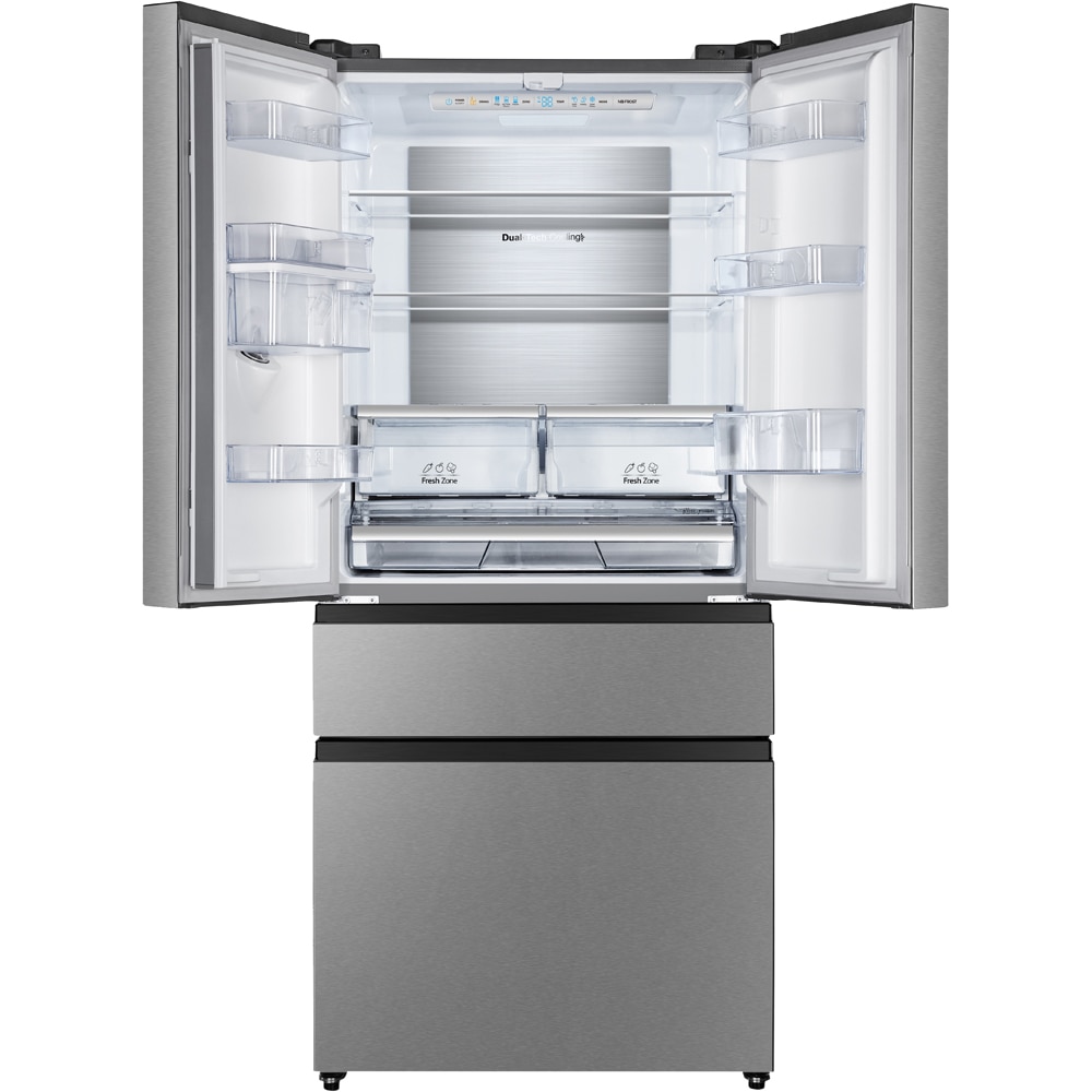 Side by Side HISENSE RF540N4WIE, Total No Frost, 480 l, H 182 cm, Clasa E, Dozator apa, inox