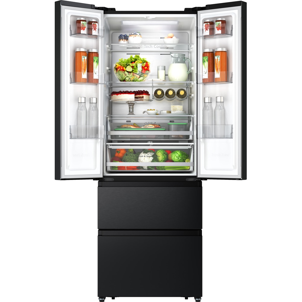 Side by Side HISENSE RF632N4AFE1, Total No Frost, 485 l, H 200 cm, Clasa E, Wi-Fi, negru
