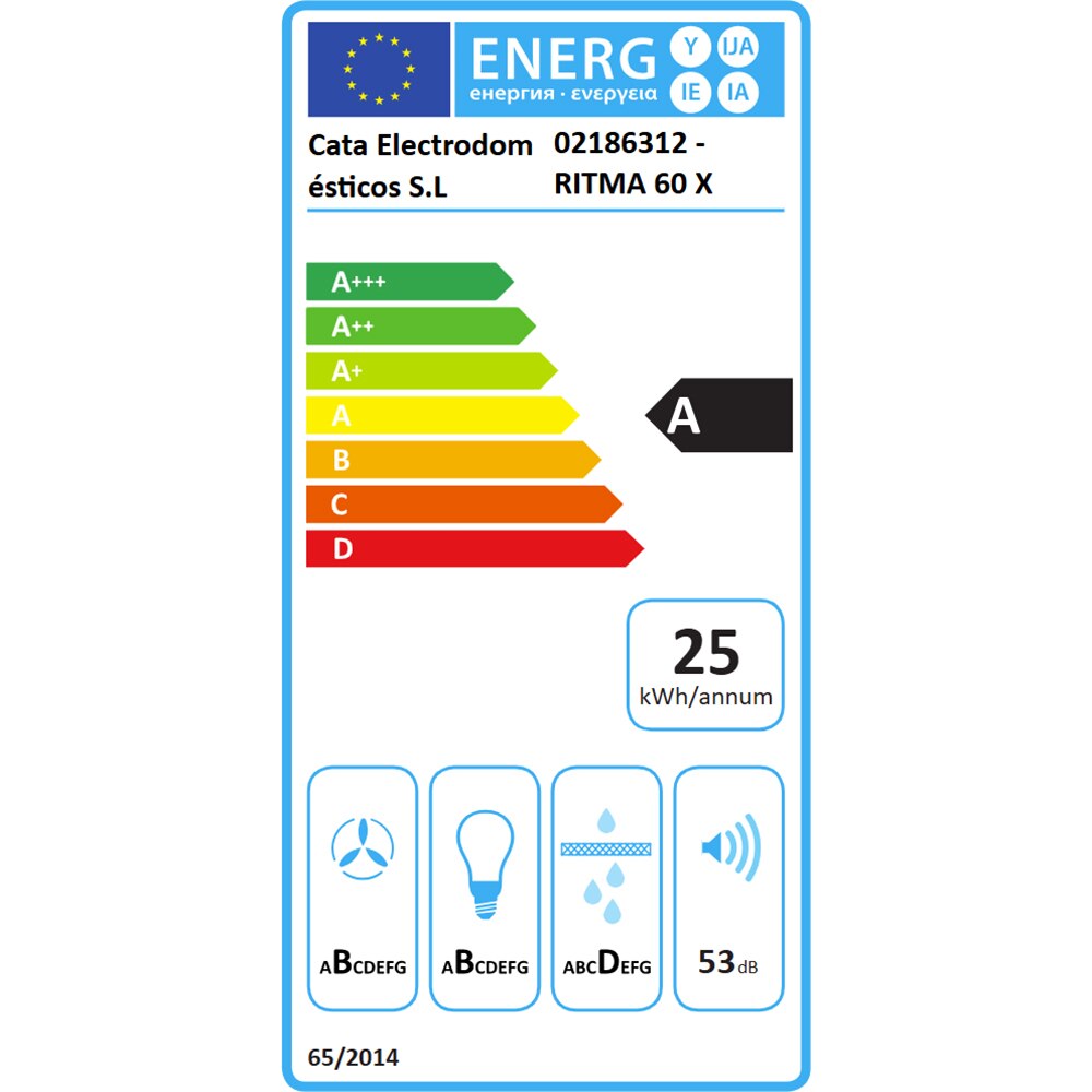 Hota incorporabila CATA Ritma 60 X, 1 motor, 480 m3/h, L 60 cm, inox