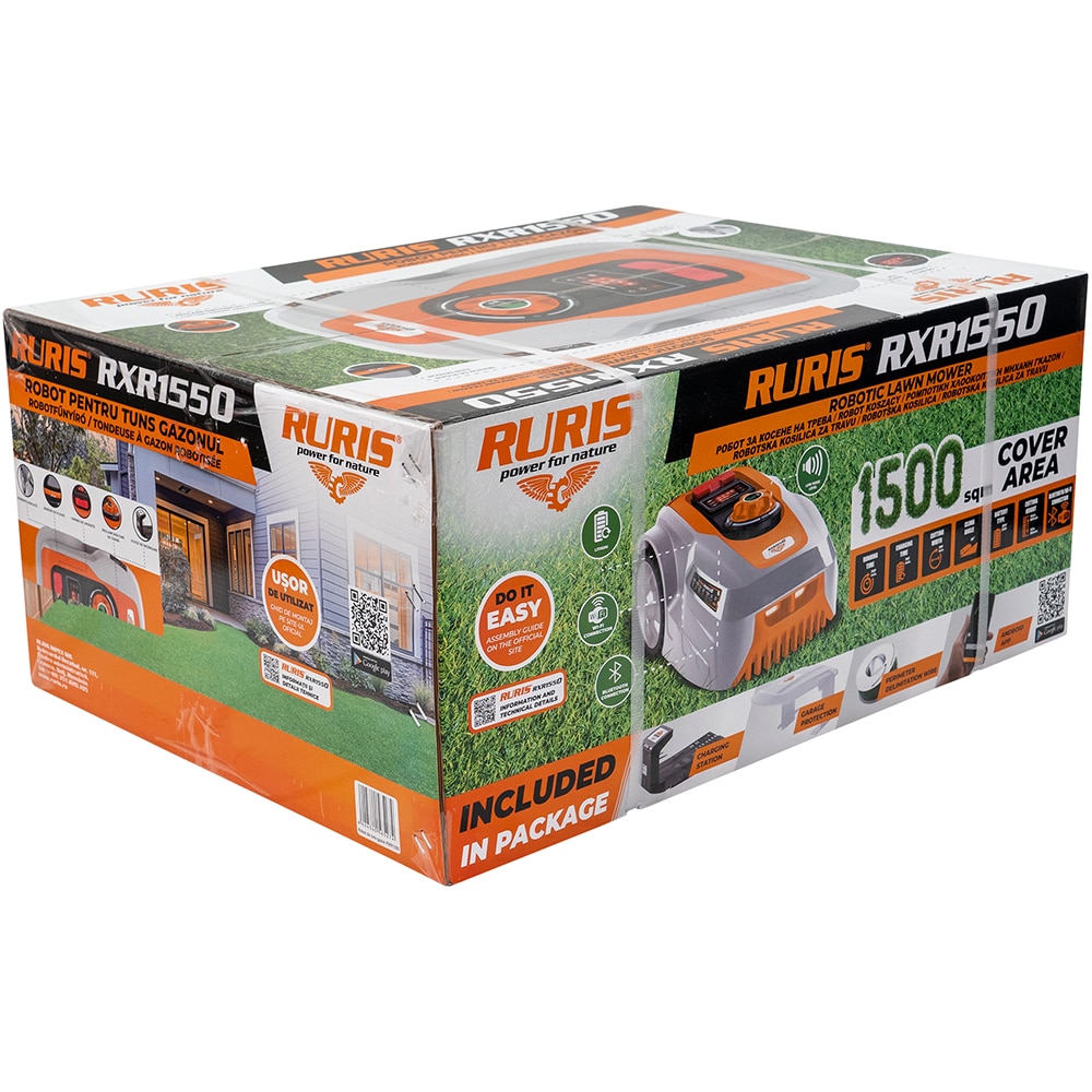 Robot de tuns iarba RURIS RXR1550, 5Ah, 1500mp, inaltime taiere 20-60mm