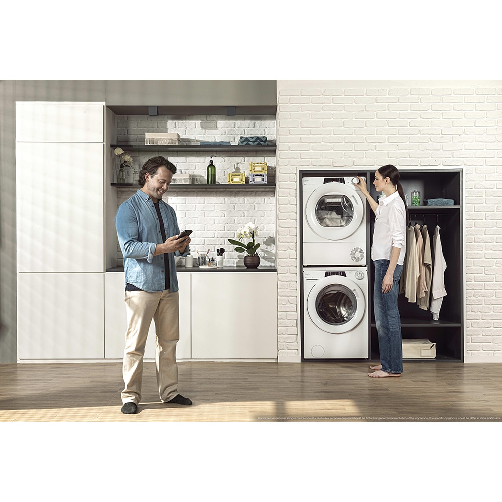 Uscator de rufe CANDY RO EH8N2TE-S, Pompa de caldura, 8 kg, 14 programe, Clasa D, Wi-Fi, alb