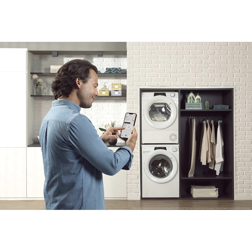 Uscator de rufe CANDY RO EH8N2TE-S, Pompa de caldura, 8 kg, 14 programe, Clasa D, Wi-Fi, alb