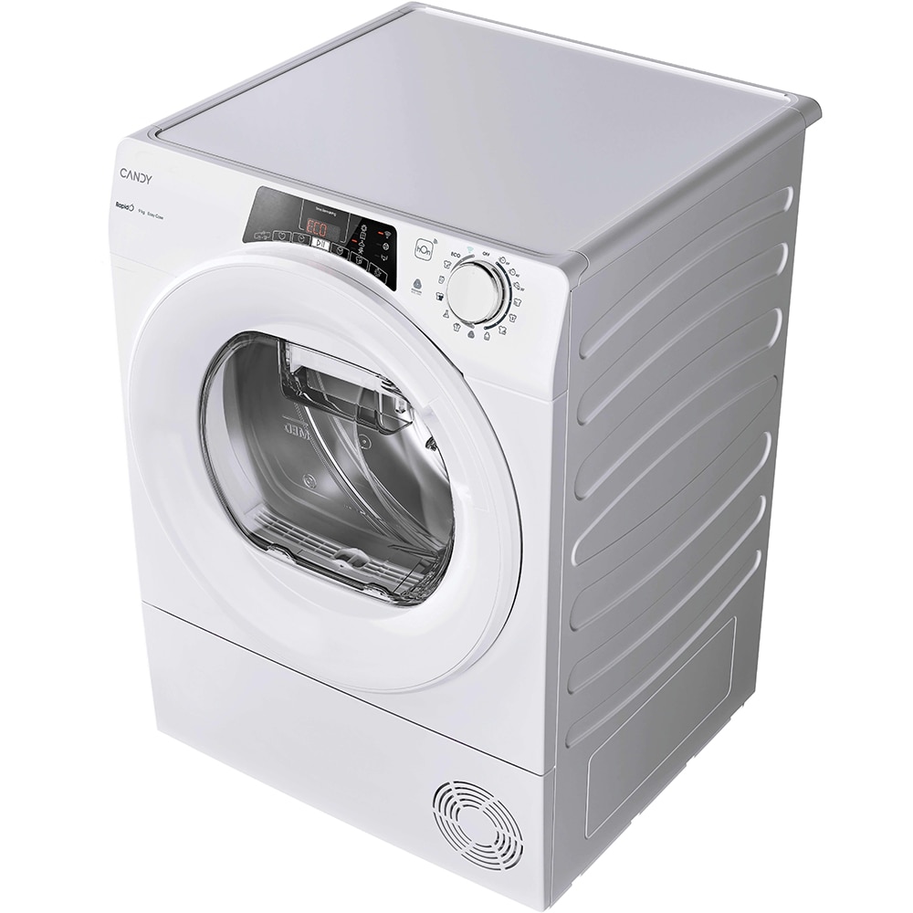 Uscator de rufe CANDY RO EH9N2TE-S, Pompa de caldura, 9 kg, 14 programe, Clasa D, Wi-Fi, alb